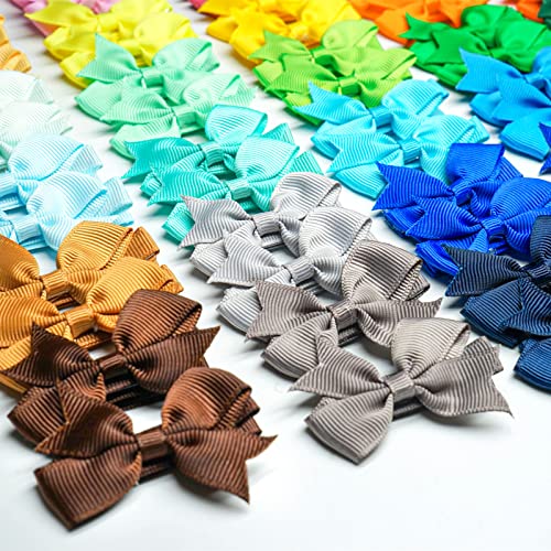 CELLOT Baby Hair Clips 50Pcs Tiny 2" Hair Bows Fully Covered Barrettes Clips for Baby Girls Infants and Toddlers,25 Colors in Pairs