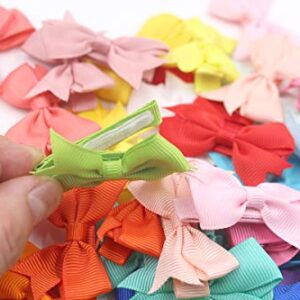 CELLOT Baby Hair Clips 50Pcs Tiny 2" Hair Bows Fully Covered Barrettes Clips for Baby Girls Infants and Toddlers,25 Colors in Pairs