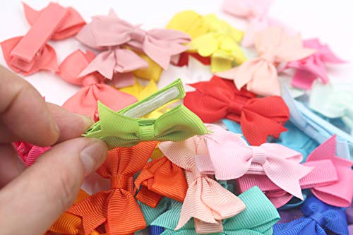 CELLOT Baby Hair Clips 50Pcs Tiny 2" Hair Bows Fully Covered Barrettes Clips for Baby Girls Infants and Toddlers,25 Colors in Pairs