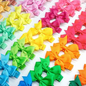 CELLOT Baby Hair Clips 50Pcs Tiny 2" Hair Bows Fully Covered Barrettes Clips for Baby Girls Infants and Toddlers,25 Colors in Pairs