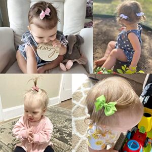 CELLOT Baby Hair Clips 50Pcs Tiny 2" Hair Bows Fully Covered Barrettes Clips for Baby Girls Infants and Toddlers,25 Colors in Pairs