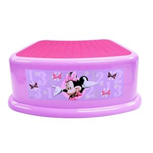ginsey disney minnie mouse "bowtique" bathroom step stool for kids using the toilet and sink, pink, 9.75"x5.25"x14.25", (56720)