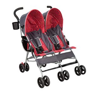 delta children lx side by side stroller - with recline, storage & compact fold, grey