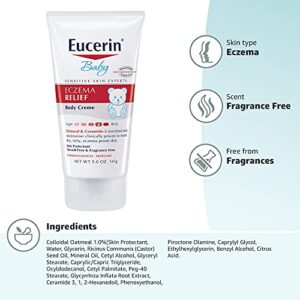 Eucerin Baby Eczema Relief Body Cream - Steroid & Fragrance Free for 3+ Months of Age - 5 oz. Tube