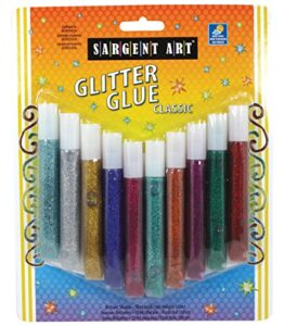 sargent art 8 count x 10 ml glitter glue tubes, 8 assorted colors, non-toxic, easy bonding, washable