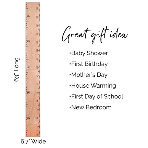 Headwaters Studio Wooden Ruler Growth Chart for Kids | Nursery Wall Decor Boys & Girls Room| Natural Schoolhouse Ruler | Made in USA