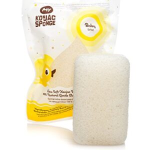 MY Konjac Sponge | 100% All Natural Pure Baby Bath Sponge. Extra Soft & Gentle. Hypoallergenic and Completely Free of Fragrance, Coloring, Additives, Sulfates, Parabens, Phthalates & Petroleum