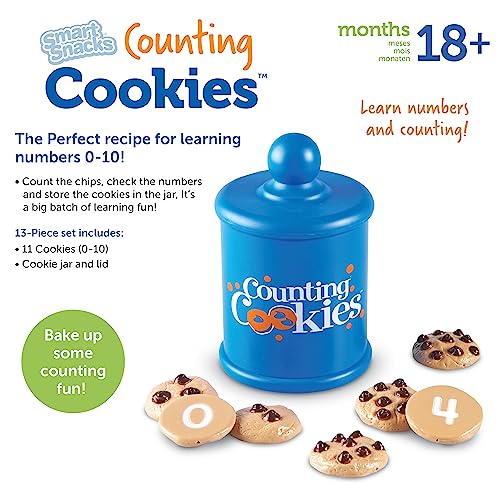 Learning Resources Smart Counting Cookies - 13 Pieces, Ages 18+ Months Toddler Counting & Sorting Skills, Toddler Math Learning Toys, Play Food for Toddlers, Chocolate Chip Cookies