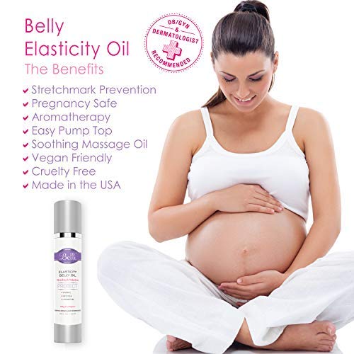 Belli Skincare Elasticity Belly Oil, Pregnancy Scar & Stretchmark protection, Vitamin E for Healthy Skin | OB/GYN & Dermatologist Recommended – 3.8 oz