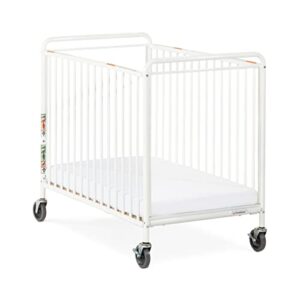 foundations chelsea euro clearview metal evacuation crib, compact mini size, 3" commercial grade casters, white