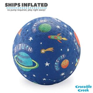 Crocodile Creek - Solar System Rubber Playground Ball - Ships Inflated, PVC-Free, Durable Design for Outdoor Games, 4 Square, Kickball and Active Sports, for Kids Ages 3 Years and Up, 5” Size, Blue