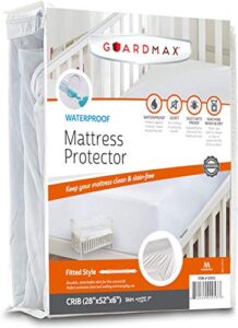 guardmax waterproof crib mattress cover fitted - smooth and quiet toddler mattress protector - machine washable crib cover (28x52x6)