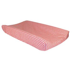 trend lab white chevron print changing pad cover, coral pink