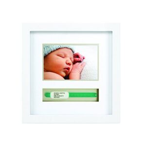 pearhead baby hospital id bracelet photo frame, newborn baby keepsake, expecting parents gift, white