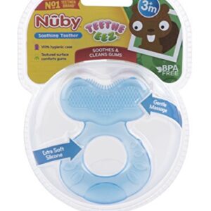 Nuby Silicone Teethe-eez Teether with Bristles, Includes Hygienic Case, Blue