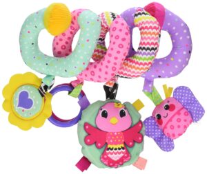 infantino stretch & spiral activity toy - textured play activity toy for sensory exploration and engagement, ages 0 and up, pink farm