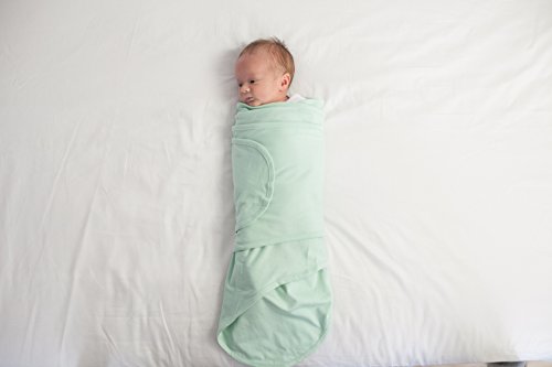 Miracle Blanket Baby Sleep Wearable Swaddle Wrap for Newborn Infant Boy or Girl 0-3 Months, Mint