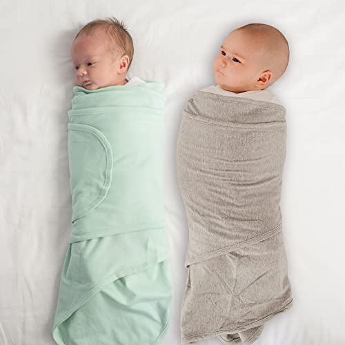 Miracle Blanket Baby Sleep Wearable Swaddle Wrap for Newborn Infant Boy or Girl 0-3 Months, Mint