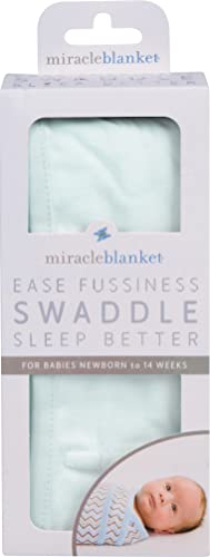 Miracle Blanket Baby Sleep Wearable Swaddle Wrap for Newborn Infant Boy or Girl 0-3 Months, Mint