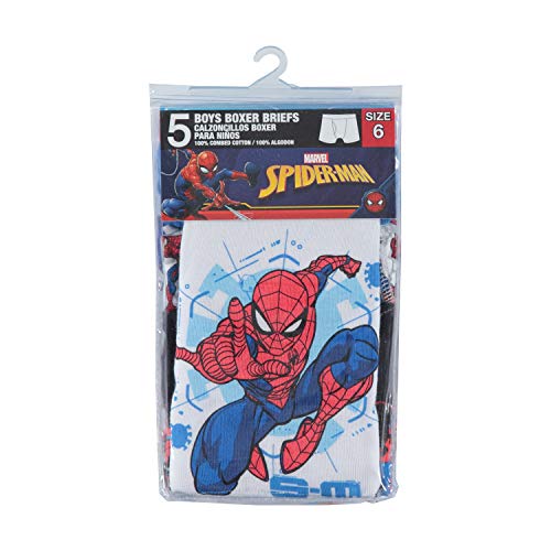 Marvel Little Boys' Spiderman 5 Pack Boxer Brief, Assorted, 6