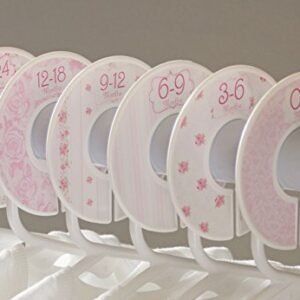 C102 Baby Girl Nursery Closet Clothing Size Dividers Pink Roses Set of 6 (1.25 Inch Rod)