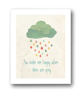 kid's wall art "when skies are grey" 11x14 print for boys, girls or baby's room, nature themed nursery decor, gender neutral