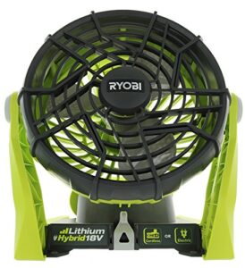 ryobi p3320 18 volt hybrid one+ battery or ac powered adjustable indoor / outdoor shop fan (battery and extension cord not included / fan only)