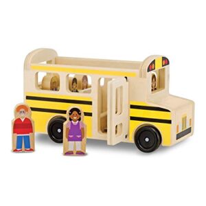 Melissa & Doug School Bus Wooden Play Set With 7 Figures - School Bus Toddler Toy For Pretend Play, Classic Toys For Kids