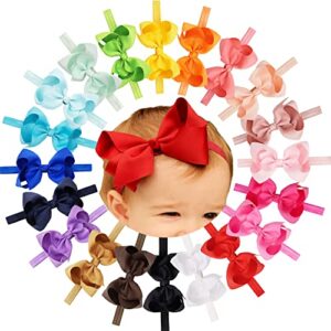 cellot baby girls headbands grosgrain ribbon 4.5" hair bows headband big bow hair bands for toddler pack of 20