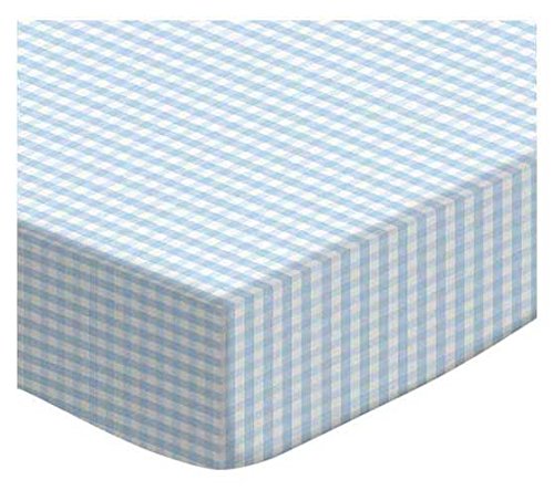 SheetWorld Baby Fitted Square Play Yard Sheet Compatible with Joovy 38 x 38 inches, 100% Cotton Jersey Hypoallergenic Sheet, Unisex Boy Girl, Blue Gingham, Made in USA