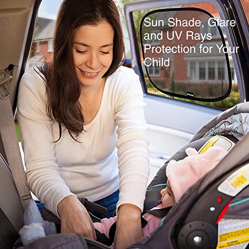 Enovoe Car Window Shade for Baby - (4 Pack) - 19"x12" Premium Cling Baby Sun Shade for Car Window Side - Sun, Glare and UV Rays Protection for Your Child