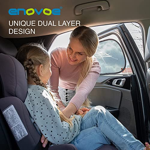 Enovoe Car Window Shade for Baby - (4 Pack) - 19"x12" Premium Cling Baby Sun Shade for Car Window Side - Sun, Glare and UV Rays Protection for Your Child