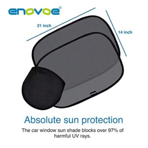 Enovoe Car Window Shade for Baby - (4 Pack) - 19"x12" Premium Cling Baby Sun Shade for Car Window Side - Sun, Glare and UV Rays Protection for Your Child