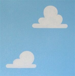 cloud stencil set for wall decor: reusable stencils for a kid’s toy story room or andy’s room nursery, 2-pack includes 1 large and 1 small cloud stencil