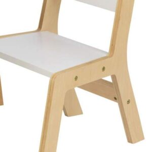 KidKraft Wooden Modern Table & 2 Chair Set, Children's Furniture, White & Natural, Gift for Ages 3-8, 23.6 x 23.6 x 19