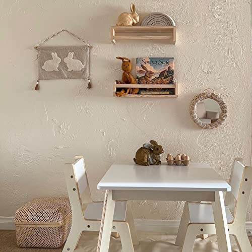 KidKraft Wooden Modern Table & 2 Chair Set, Children's Furniture, White & Natural, Gift for Ages 3-8, 23.6 x 23.6 x 19