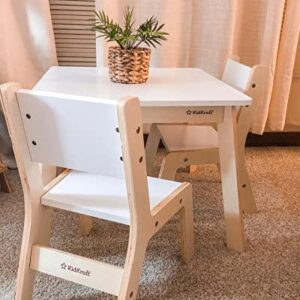 KidKraft Wooden Modern Table & 2 Chair Set, Children's Furniture, White & Natural, Gift for Ages 3-8, 23.6 x 23.6 x 19