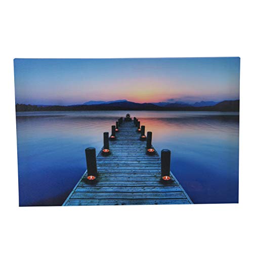 Beachcombers Dock/Candle Canvas with 8 Light-Up LED Multi