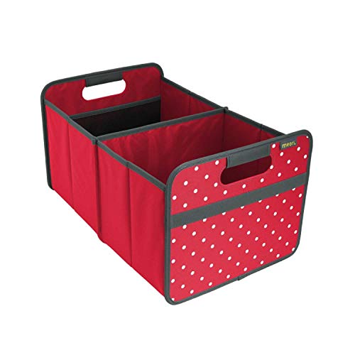 meori Hibiscus Red/Dots Foldable Box Large wipeable Solid Space-Saving Outdoor Lake Beach Weekend Shopping Transport Storage, 1-Pack