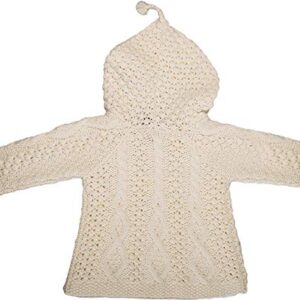 Carraig Donn 100% Merino Wool Baby Hoodie With Side Fastening Buttons Natural 12-18 months