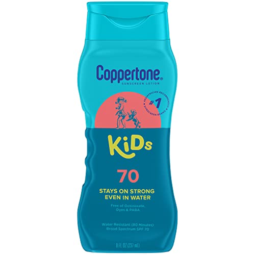 Coppertone Kids Sunscreen Lotion, SPF 70 Sunscreen for Kids, #1 Pediatrician Recommended Sunscreen Brand, Water Resistant Sunscreen SPF 70, 8 Fl Oz Bottle