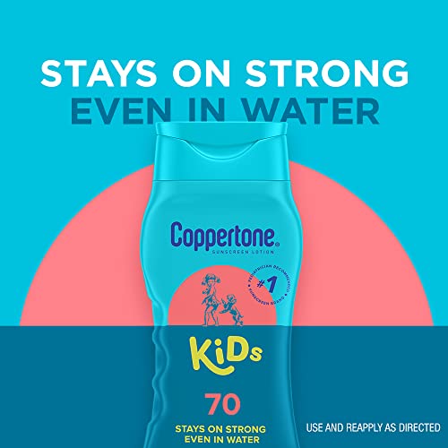 Coppertone Kids Sunscreen Lotion, SPF 70 Sunscreen for Kids, #1 Pediatrician Recommended Sunscreen Brand, Water Resistant Sunscreen SPF 70, 8 Fl Oz Bottle