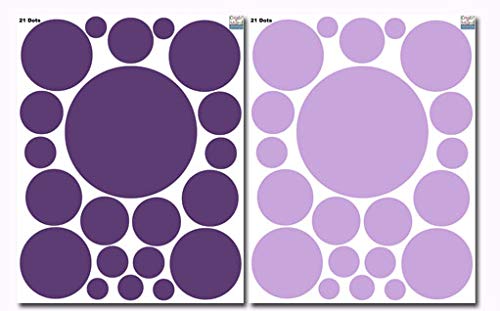 Polka Dot Wall Decals Girls Room Wall Decor Stickers, Wall Dots, Vinyl Circle Peel & Stick DIY Bedroom, Playroom, Kids Room, Baby Nursery Toddler to Teen Bedroom Decoration (Dark & Light Purple)