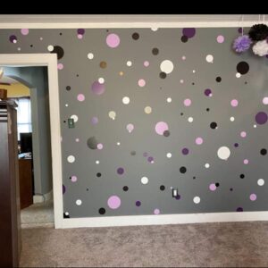 Polka Dot Wall Decals Girls Room Wall Decor Stickers, Wall Dots, Vinyl Circle Peel & Stick DIY Bedroom, Playroom, Kids Room, Baby Nursery Toddler to Teen Bedroom Decoration (Dark & Light Purple)