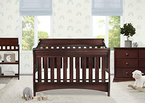 Delta Children Bentley S Series 4-in-1 Convertible Baby Crib, Black Cherry Espresso