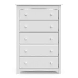 Storkcraft Kenton 5 Drawer Dresser (White) – Dresser for Kids Bedroom, Nursery Dresser Organizer, Chest of Drawers for Bedroom with 5 Drawers, Universal Design for Children’s Bedroom