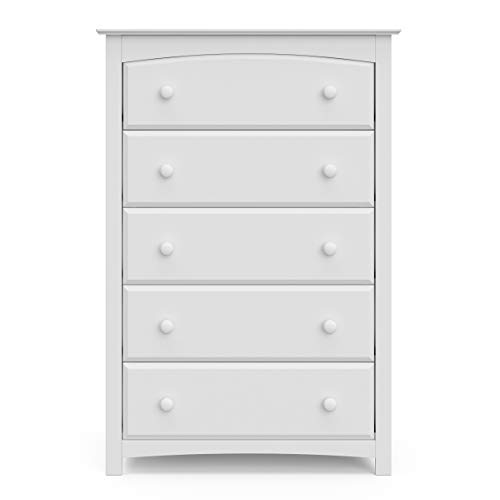 Storkcraft Kenton 5 Drawer Dresser (White) – Dresser for Kids Bedroom, Nursery Dresser Organizer, Chest of Drawers for Bedroom with 5 Drawers, Universal Design for Children’s Bedroom