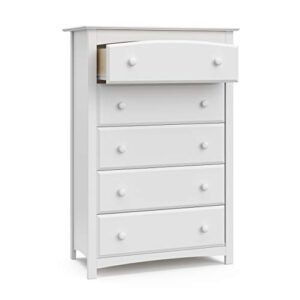 Storkcraft Kenton 5 Drawer Dresser (White) – Dresser for Kids Bedroom, Nursery Dresser Organizer, Chest of Drawers for Bedroom with 5 Drawers, Universal Design for Children’s Bedroom