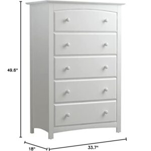 Storkcraft Kenton 5 Drawer Dresser (White) – Dresser for Kids Bedroom, Nursery Dresser Organizer, Chest of Drawers for Bedroom with 5 Drawers, Universal Design for Children’s Bedroom