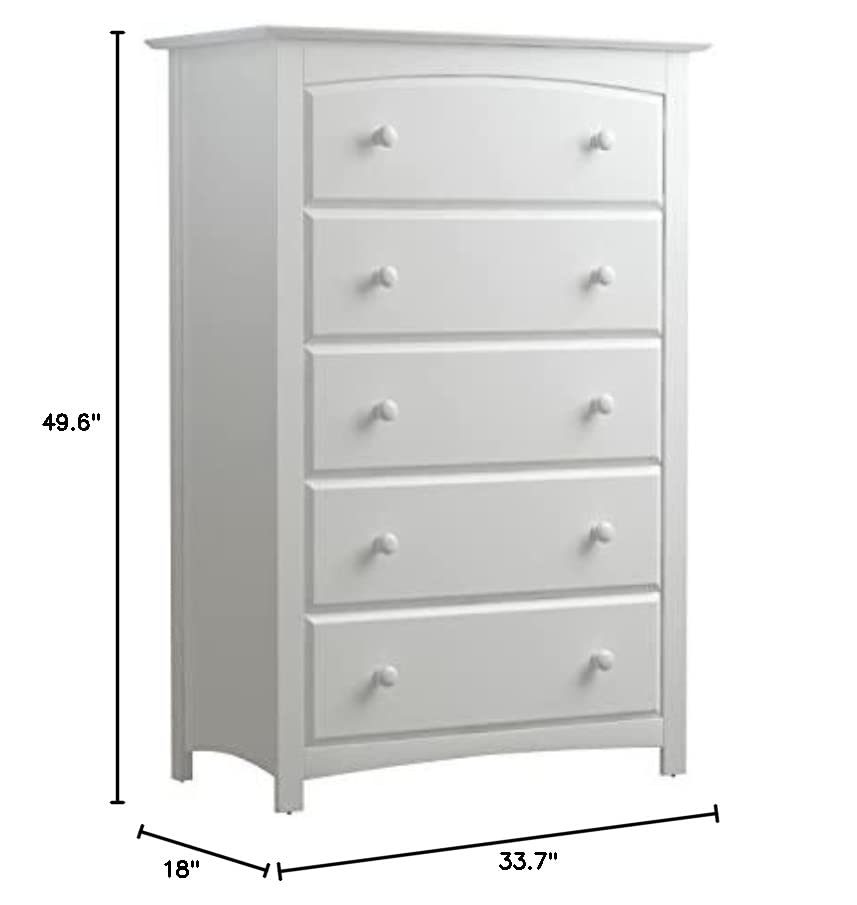 Storkcraft Kenton 5 Drawer Dresser (White) – Dresser for Kids Bedroom, Nursery Dresser Organizer, Chest of Drawers for Bedroom with 5 Drawers, Universal Design for Children’s Bedroom